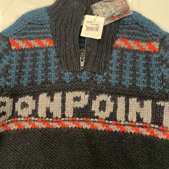 New with tags Bonpoint Zipped-Rollneck Jacquard Jumper | Blue - Picture 3 of 5